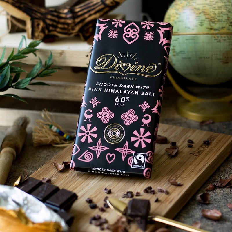【DIVINE】公平贸易西非加纳60%玫瑰盐巧克力(素)(90g) - 巧克力 - 新鲜食材 粉红色