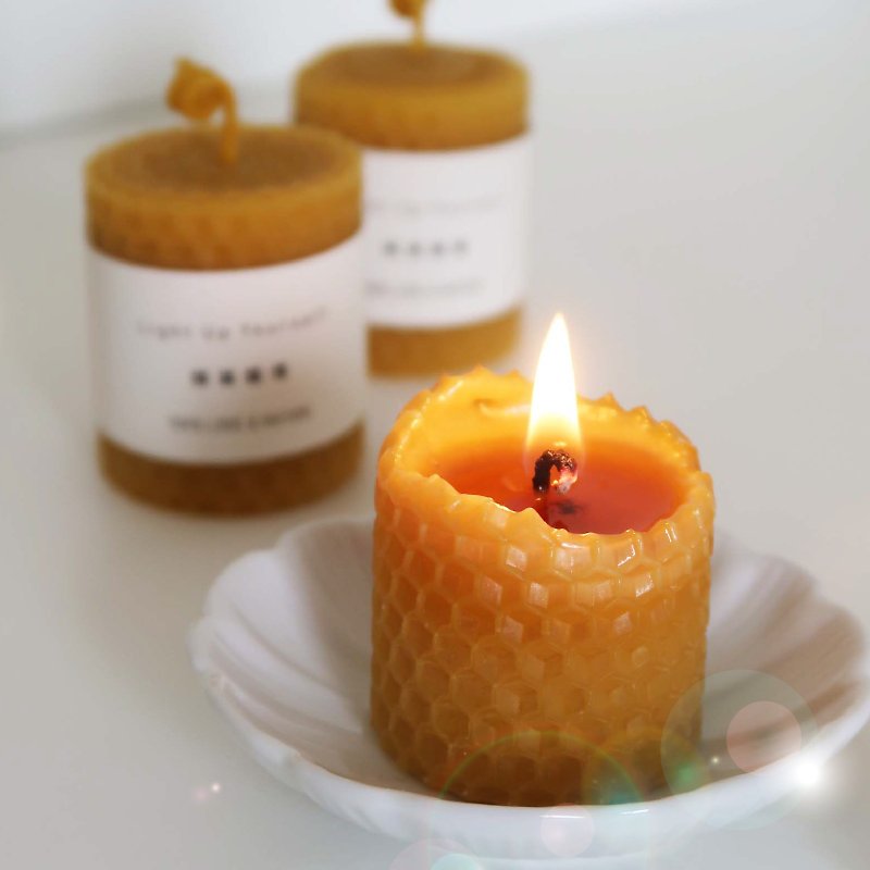 天然蜂巢蜡烛 - 蜡烛/烛台 - 蜡 橘色