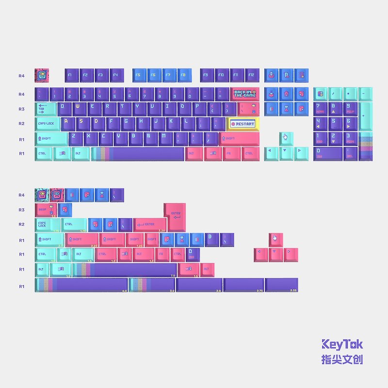 染色 PBT 键帽 樱桃重返游戏  keytok紫色灰色键帽 - 电脑配件 - 环保材料 紫色
