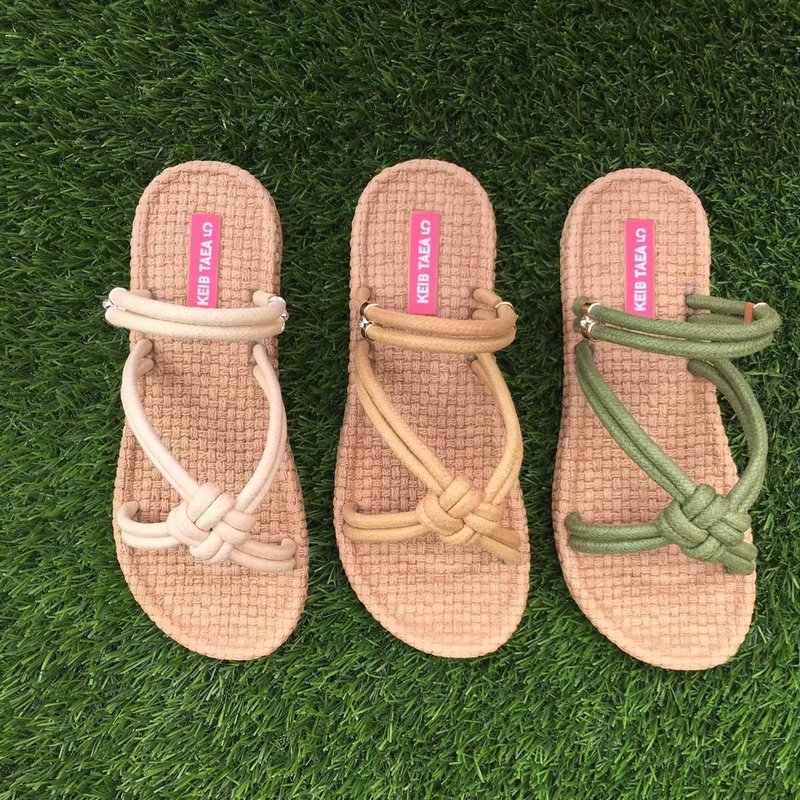 Rope Woven sandals macrame para rubber sole sandal in boho bohemian style - 男女凉鞋 - 乳胶 白色