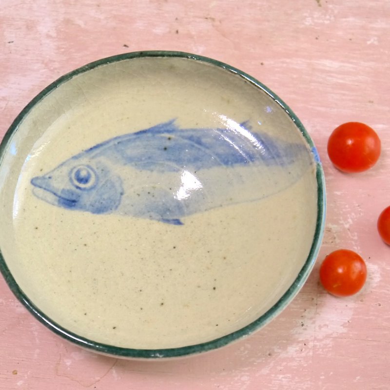 お魚の陶器のお皿　鯖サバ - 浅碟/小碟子 - 陶 蓝色