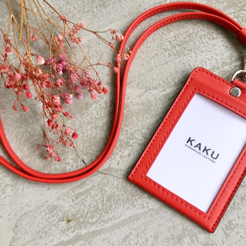KAKU皮革设计 定制化识别证夹  证件夹 红色 - 证件套/卡套 - 真皮 红色