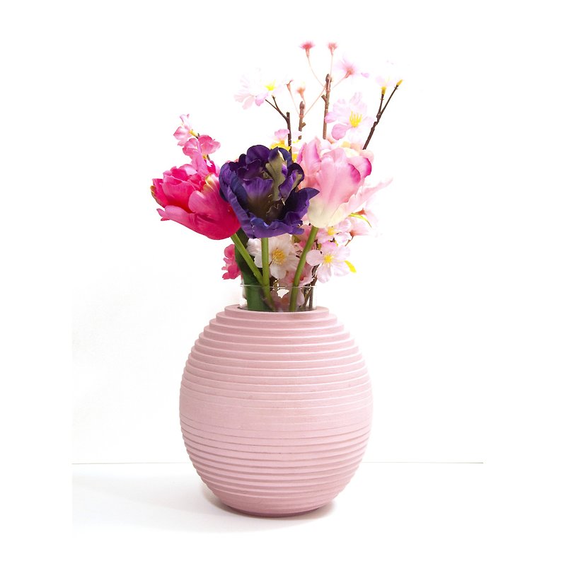春色の球体の花瓶 - 花瓶/陶器 - 木头 粉红色