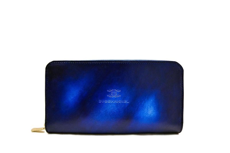 アクロモ ブルー ラウンドファスナー ロングウォレット / 長財布 - 皮夹/钱包 - 真皮 蓝色