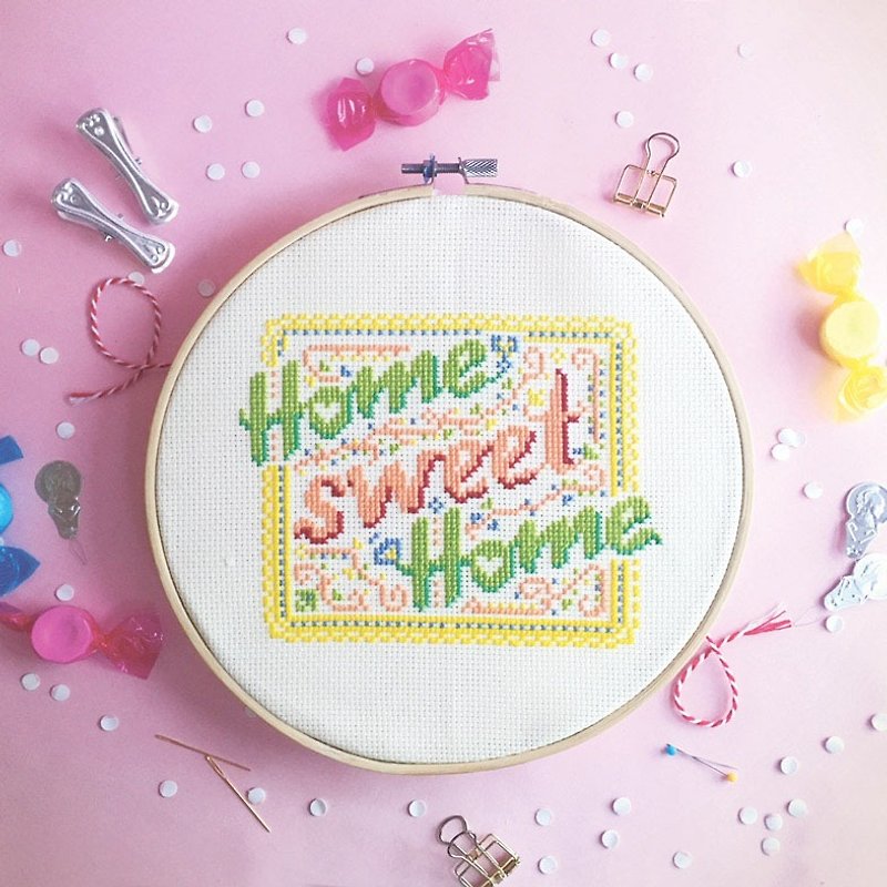 十字绣材料包 - Spring Home Sweet home - 编织/刺绣/羊毛毡/裁缝 - 棉．麻 黄色