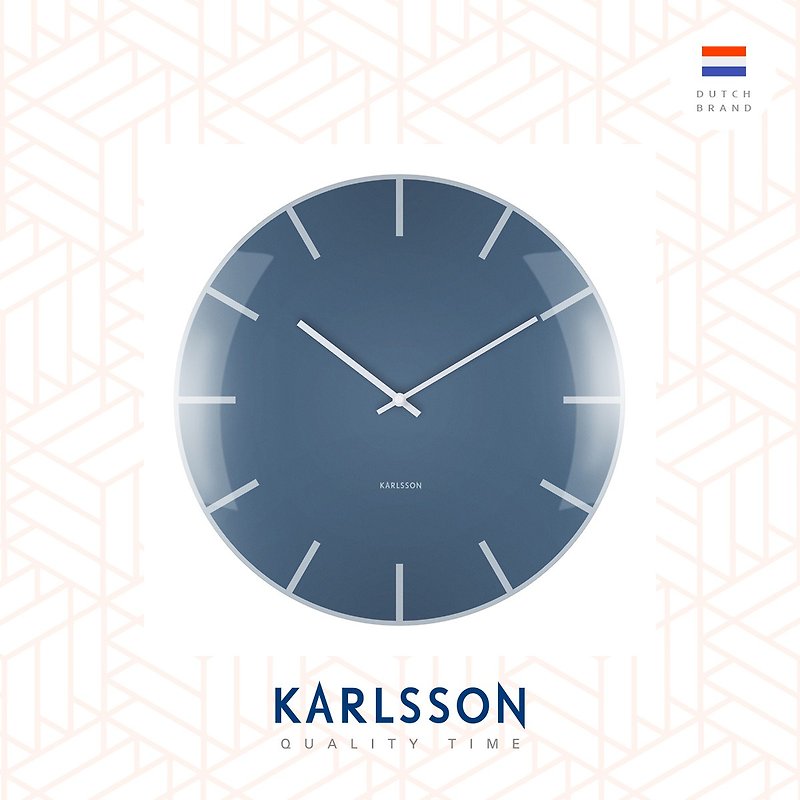 荷兰Karlsson, Wall clock Glass Dome blue 玻璃凸面蓝色挂钟 - 时钟/闹钟 - 玻璃 蓝色