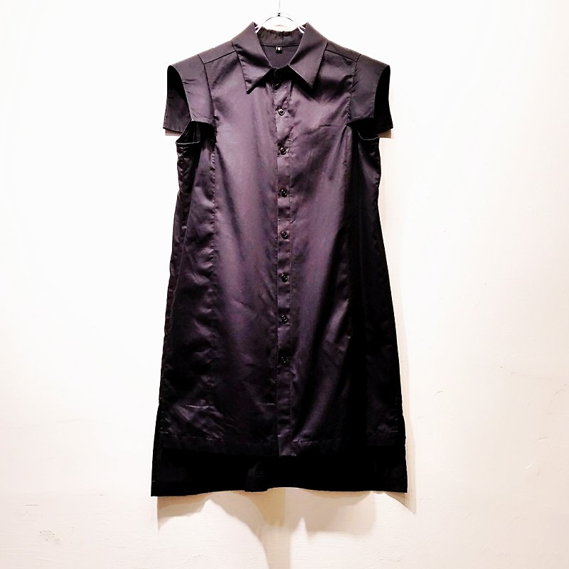 中性极简暗黑时尚长版造型衬衫(女) Ray77 Galaxy - 女装衬衫 - 棉．麻 黑色