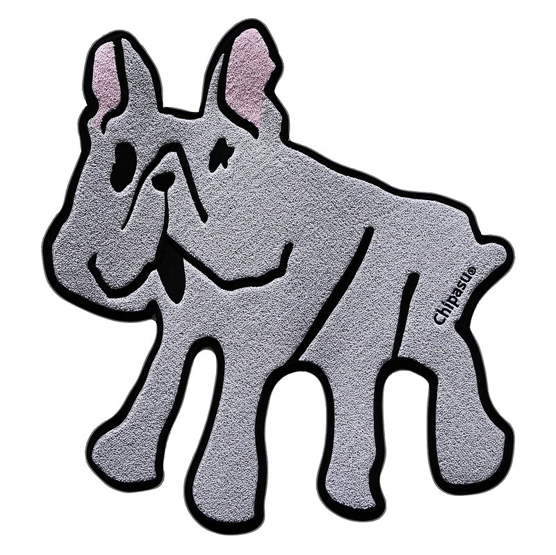 DOG RUG Vol.1  #3 Frenchie Grey 宠物造型地毯 法斗灰 - 地垫/地毯 - 棉．麻 