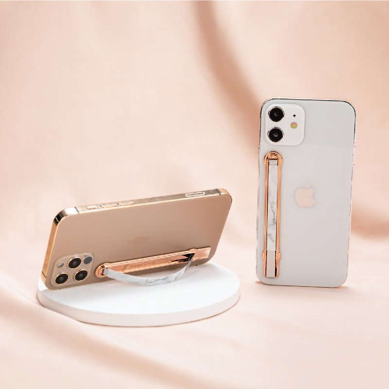 SleekStrip 超薄美型手机支架 -白大理石 x 玫瑰金框- - 手机配件 - 人造皮革 