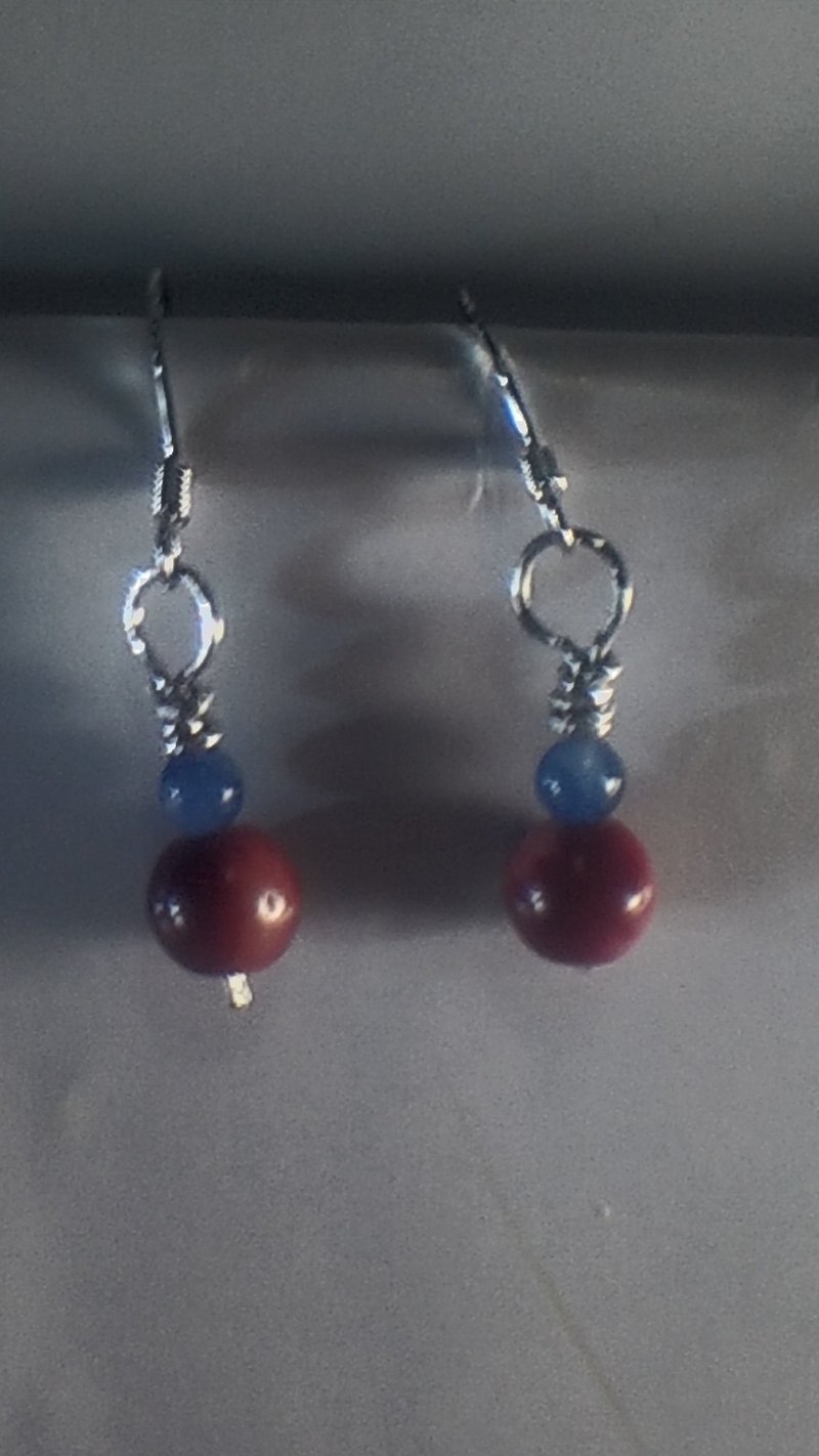 红珊瑚加蓝水晶耳环 - 手链/手环 - 宝石 