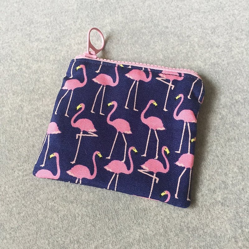 红鹤 零钱包 收纳包 手做布包 - 零钱包 - 棉．麻 粉红色