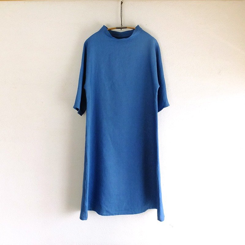 ドルマンリネンワンピース　青 - 洋装/连衣裙 - 棉．麻 蓝色