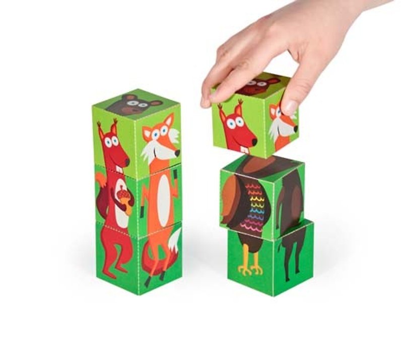 【pukaca手作益智玩具】纸积木系列 - 森林小动物 - 玩具/玩偶 - 纸 多色