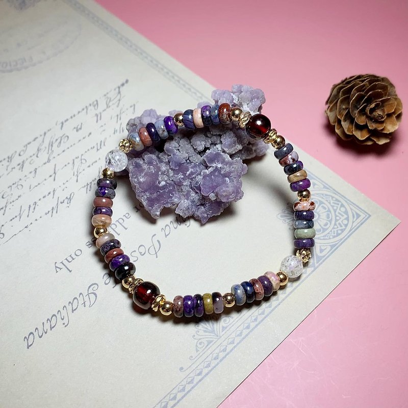 天然舒俱莱 石榴 雪霜 设计手链 - 手链/手环 - 水晶 紫色