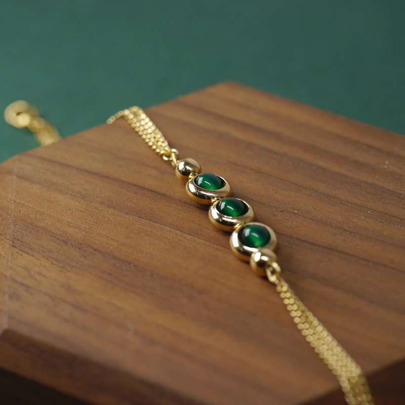 轻珠宝系列 天然绿玛瑙手链 - 手链/手环 - 半宝石 绿色
