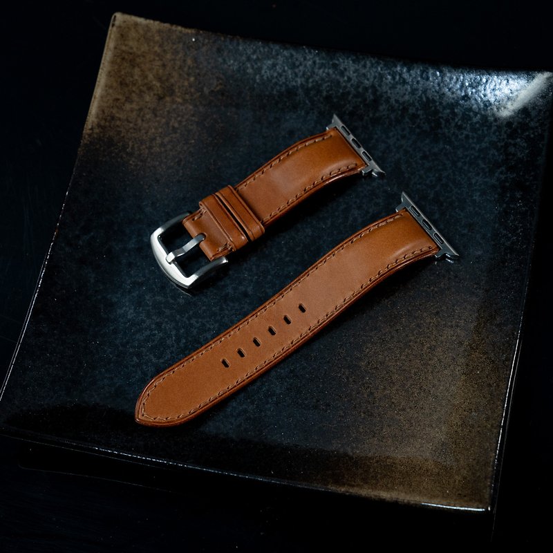 Apple Watch 表带 微立体款 (意大利植鞣革-浅茶色) - 表带 - 真皮 橘色