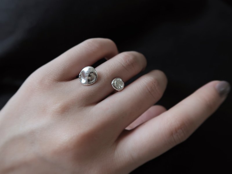 925纯银 圆原焠 开口式 指间戒 戒指 - 戒指 - 纯银 银色