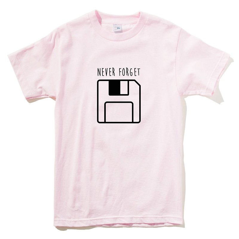 Never Forget Floppy 短袖T恤 粉红色  设计 软碟片磁片磁盘 70 80 复古 电脑 USB - 女装 T 恤 - 棉．麻 粉红色