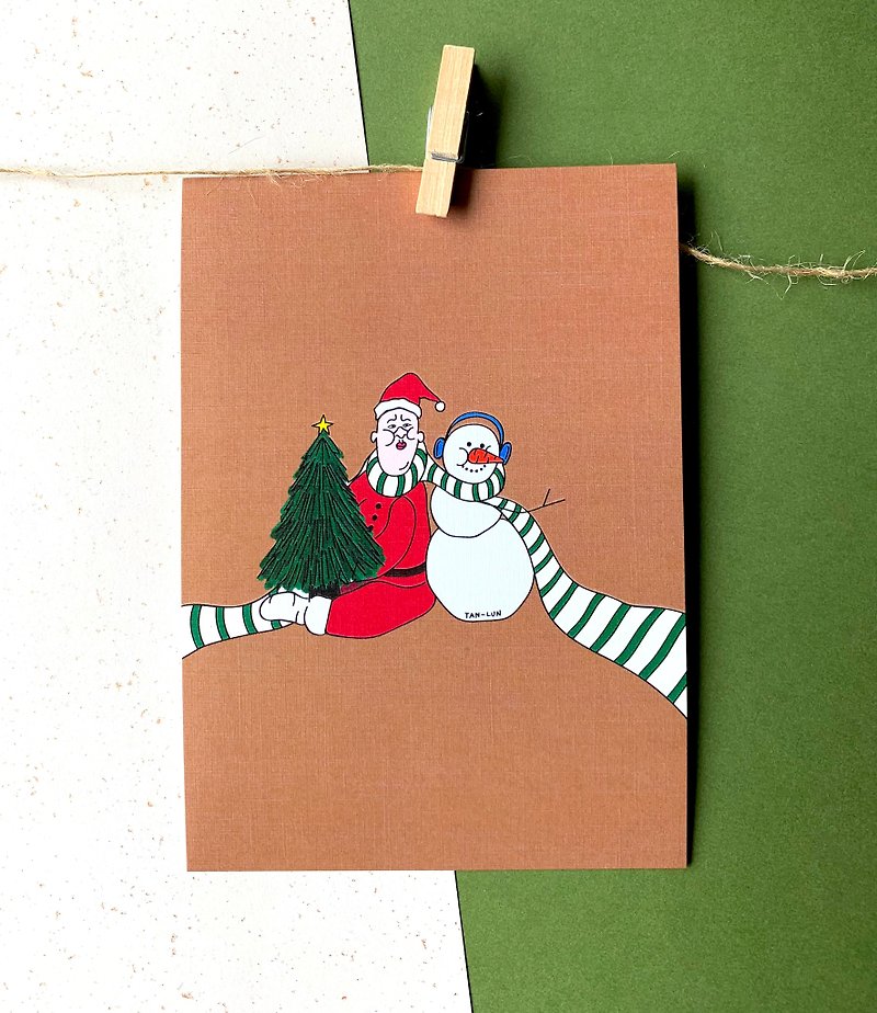 【圣诞卡片】雪人与你 - 卡片/明信片 - 纸 咖啡色