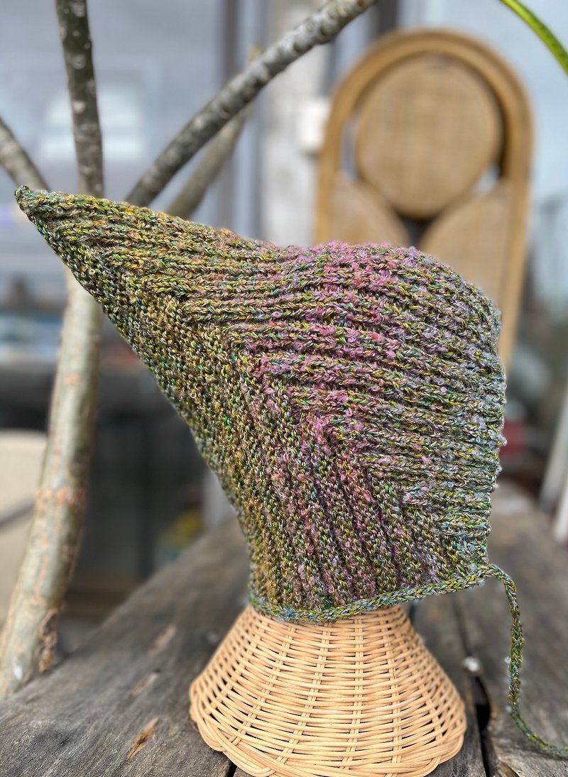 绿野仙境 造型尖尖护耳帽 手工编织羊毛帽 - 帽子 - 羊毛 绿色