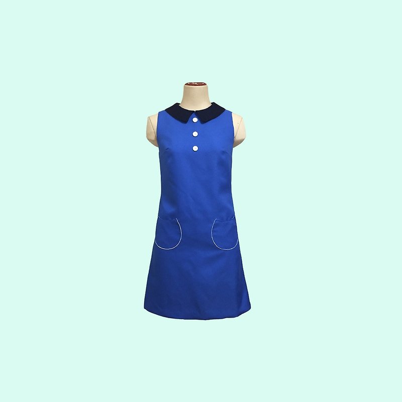 retro one-piece laetitia - 洋装/连衣裙 - 聚酯纤维 蓝色