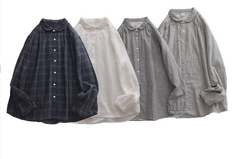 【森织海】基本日系棉衬衫(预购) - 女装衬衫 - 棉．麻 灰色