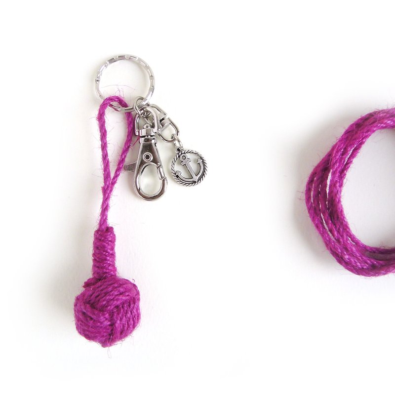 Anne's Handmade 安妮手作 | 手工制作 水手结 钥匙圈-桃紫色 - 钥匙链/钥匙包 - 棉．麻 紫色