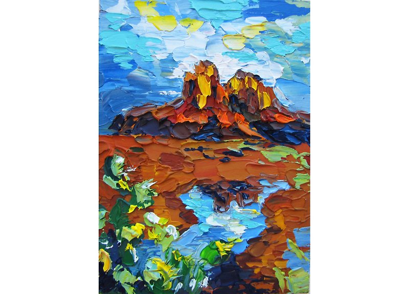 Sedona Painting Arizona Desert Landscape Wall Art Original Oil Painting - 海报/装饰画/版画 - 其他材质 多色