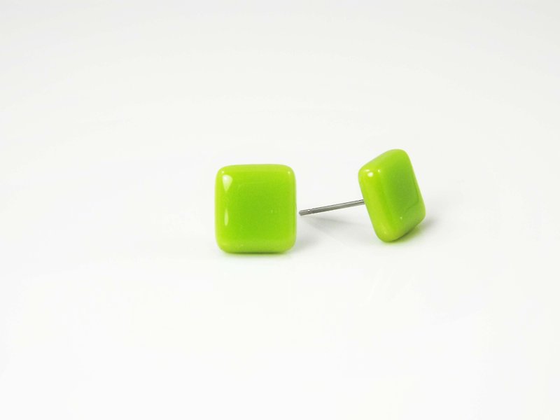 琉璃耳环-Pantone 375 - 耳环/耳夹 - 玻璃 绿色