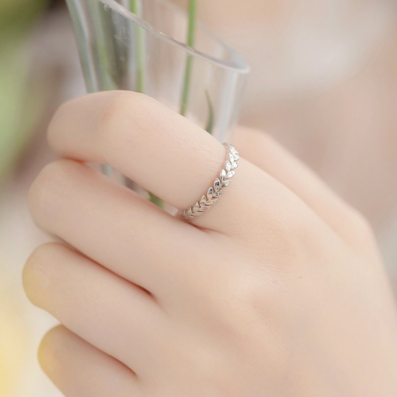纯银麦穗戒指 可调式戒指 - 戒指 - 宝石 银色