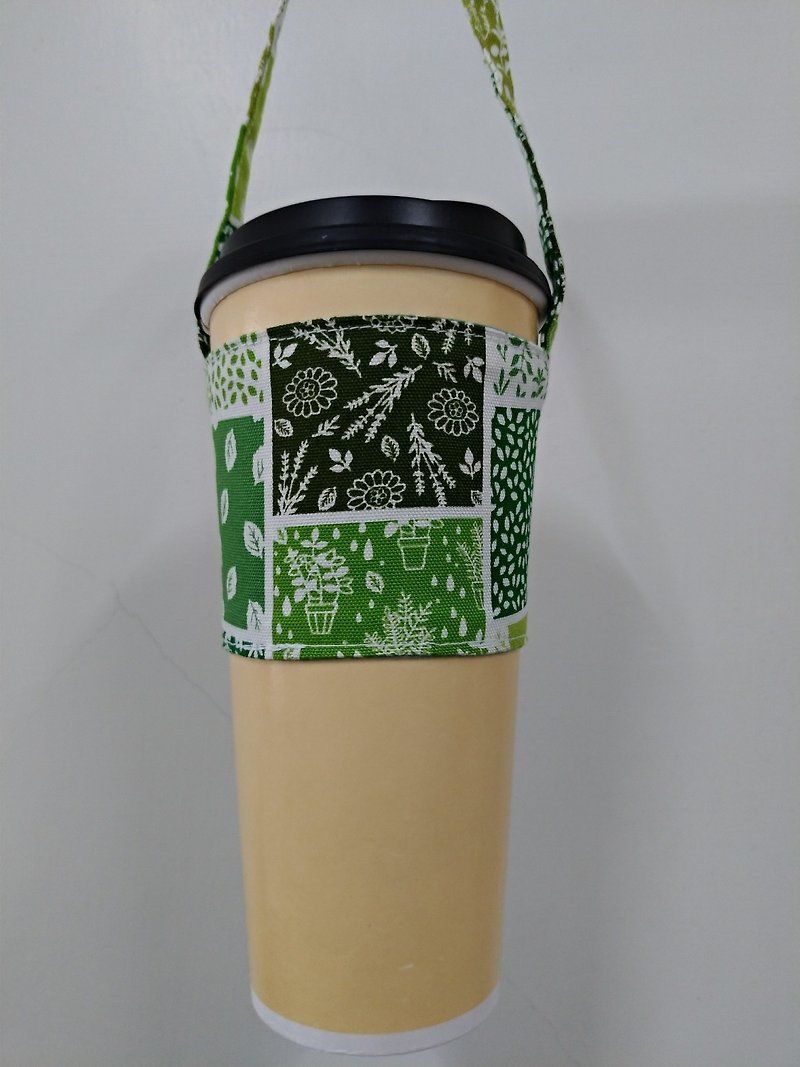 饮料杯套 环保杯套 手摇饮料袋 咖啡袋 手提袋-森林风(绿) - 随行杯提袋/水壶袋 - 棉．麻 