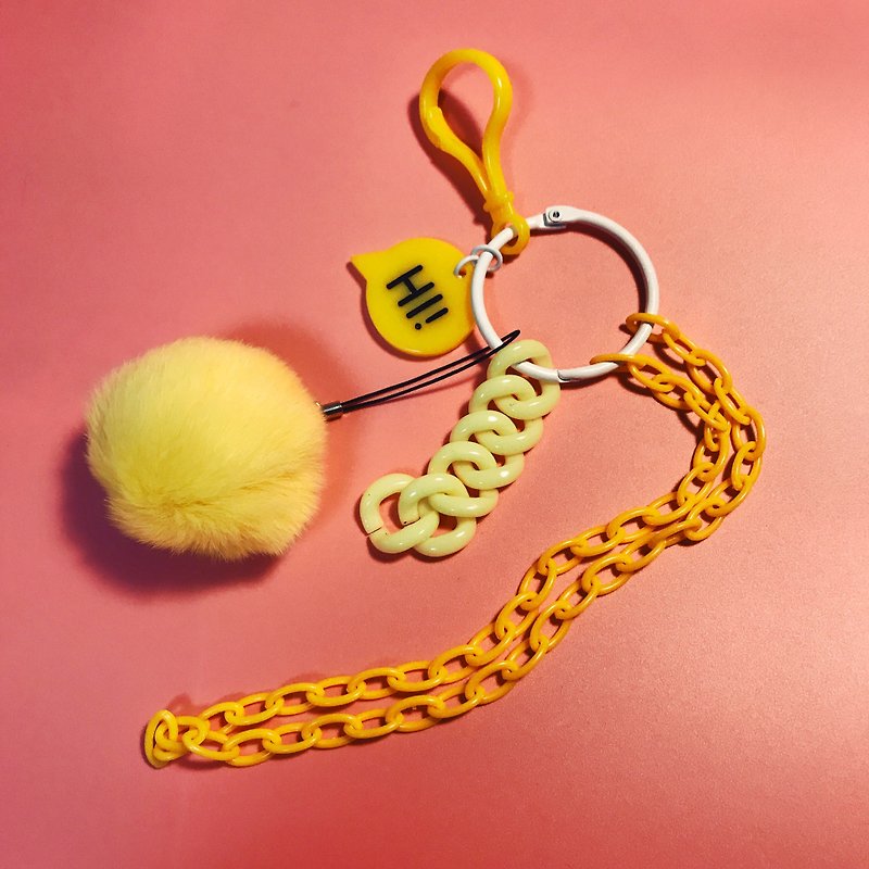 毛球吊飾 朋克鑰匙扣 毛球鑰匙扣 鑰匙圈 - 钥匙链/钥匙包 - 其他金属 黄色
