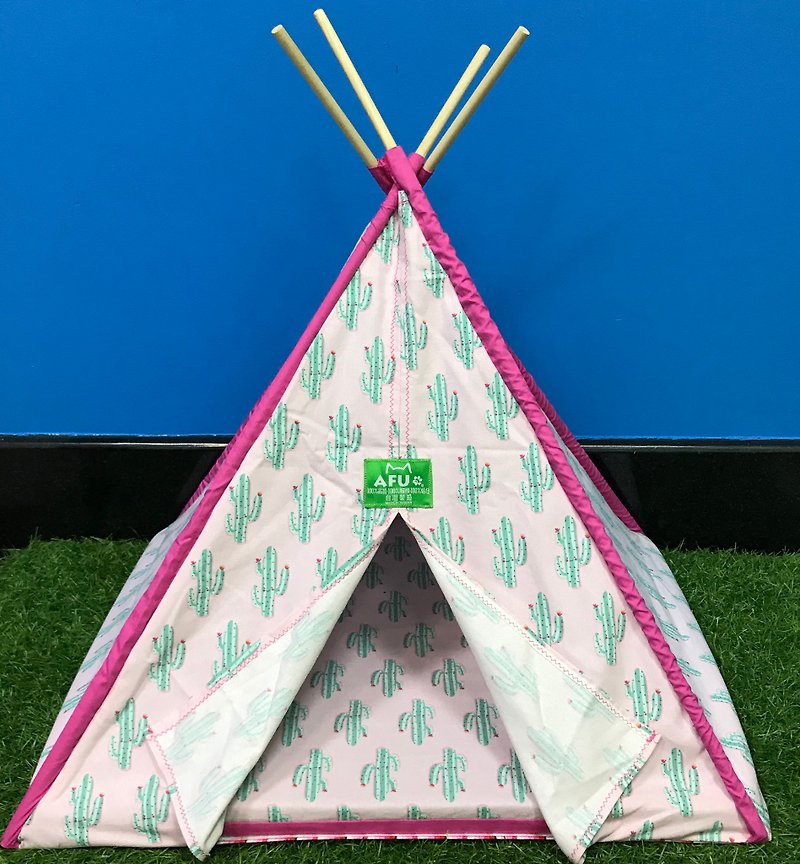 【AFU】印地安露营帐篷附睡垫(粉色仙人掌) - 床垫/笼子 - 棉．麻 