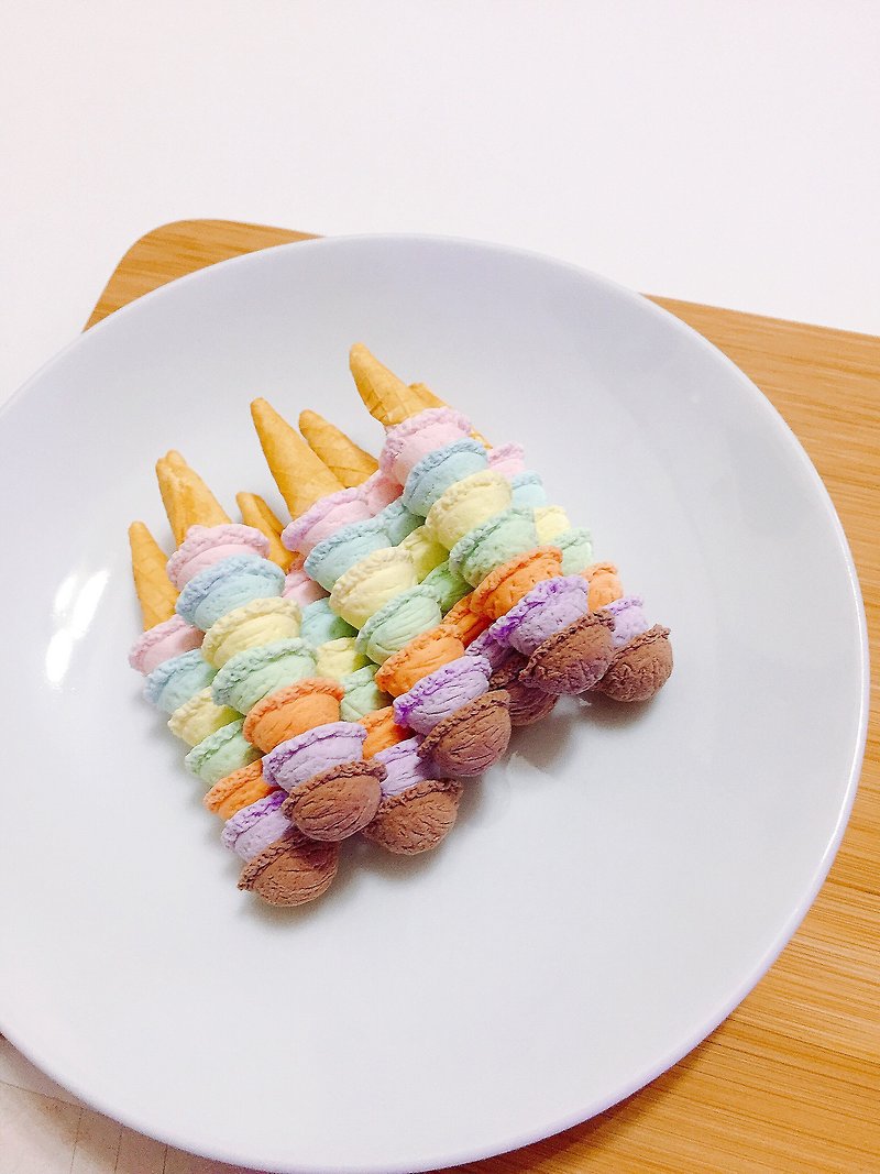 梦幻七色彩虹冰淇淋雪糕小挂件 | 仿真甜品黏土制挂件 - 其他 - 粘土 多色