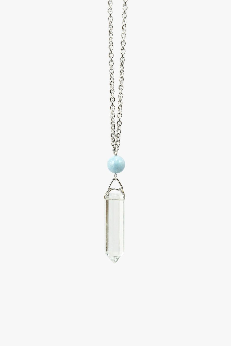 简美透明水晶柱坠子项链 - 项链 - 水晶 透明