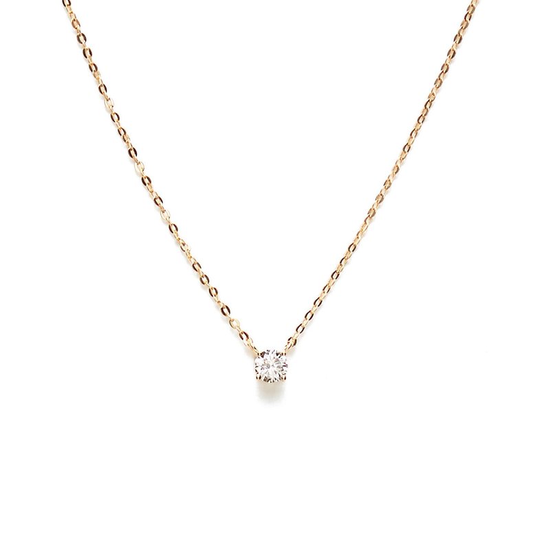简约宝石项链 925银厚镀18K金 Pointu Diamond Necklace - 项链 - 珍珠 金色