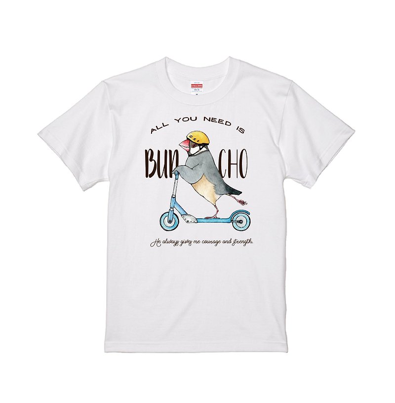 キックボード文鳥のTシャツ - 女装 T 恤 - 棉．麻 