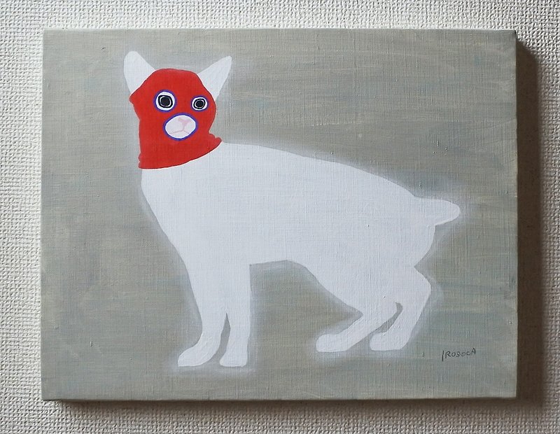【IROSOCA】目出し帽のネコ(赤)　キャンバス絵画　F6サイズ原画 - 海报/装饰画/版画 - 其他材质 红色