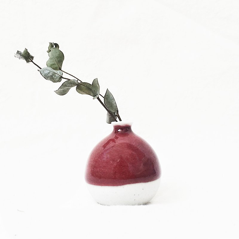 手工陶瓷迷你花器 － Marron Red - 花瓶/陶器 - 瓷 红色