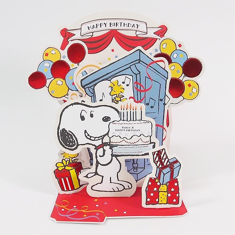 锵锵Snoopy庆祝派对【JP立体 生日卡】 - 卡片/明信片 - 纸 红色