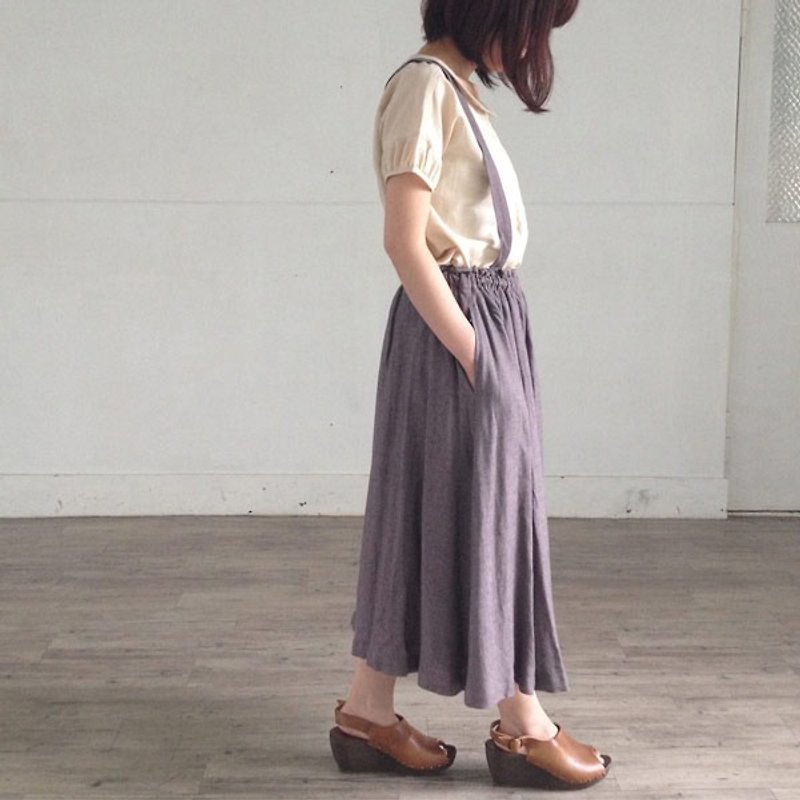 ２０１６ｓｓ【armoire*】スラブリネン100％ソフト加工サスペンダースカート[rm-07]mauve - 裙子 - 棉．麻 紫色