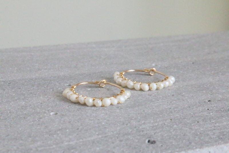 耳环 珍珠 圈形耳环 - 荷叶边 - - 耳环/耳夹 - 珍珠 白色
