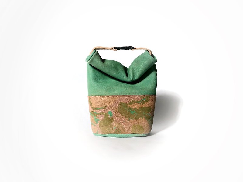 レザーハンドロールバックミニ - 手提包/手提袋 - 真皮 绿色
