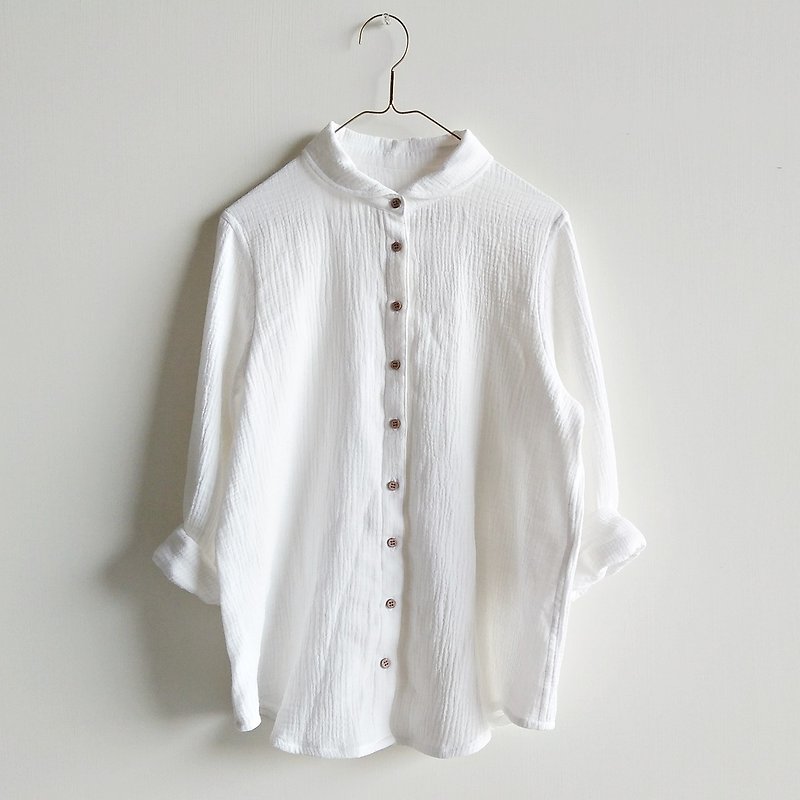 最后1件~Feliz & Recap [ 水洗双重纱衬衫 ] 纯棉 白 - 女装衬衫 - 棉．麻 白色