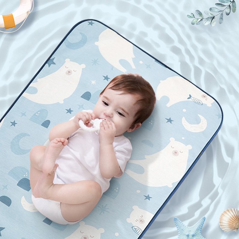 婴儿床凉席冰丝儿童宝宝幼儿园席子夏季午睡透气新生儿四季通用 - 婴儿床上用品 - 其他材质 蓝色