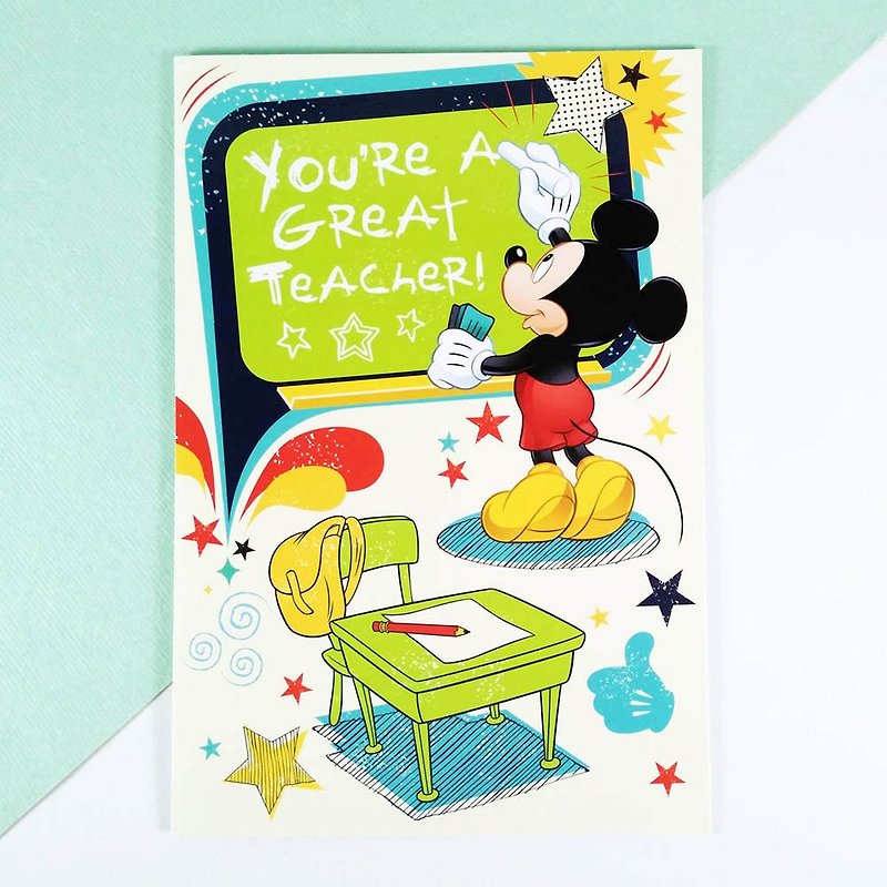 米奇与你一起感谢老师【毕业卡】 - 卡片/明信片 - 纸 绿色