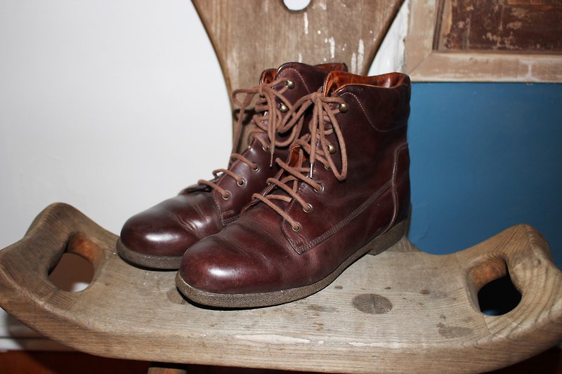 S104(Vintage)意大利制咖啡色高筒靴子皮鞋(24~24.5cm) - 女款休闲鞋 - 真皮 咖啡色