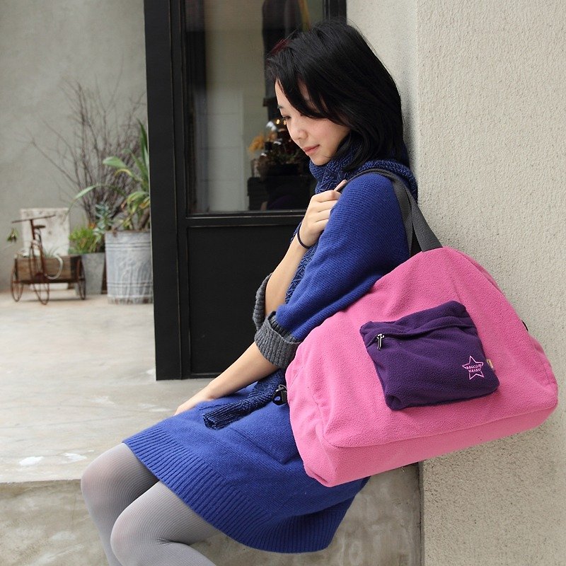 毛柔轻巧旅行袋-浅紫(附长肩带)-100326-41 - 侧背包/斜挎包 - 棉．麻 紫色