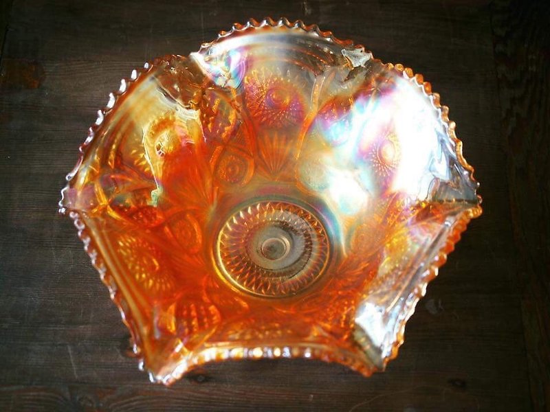 美国古董大型嘉年华玻璃碗 JS - 碗 - 玻璃 橘色