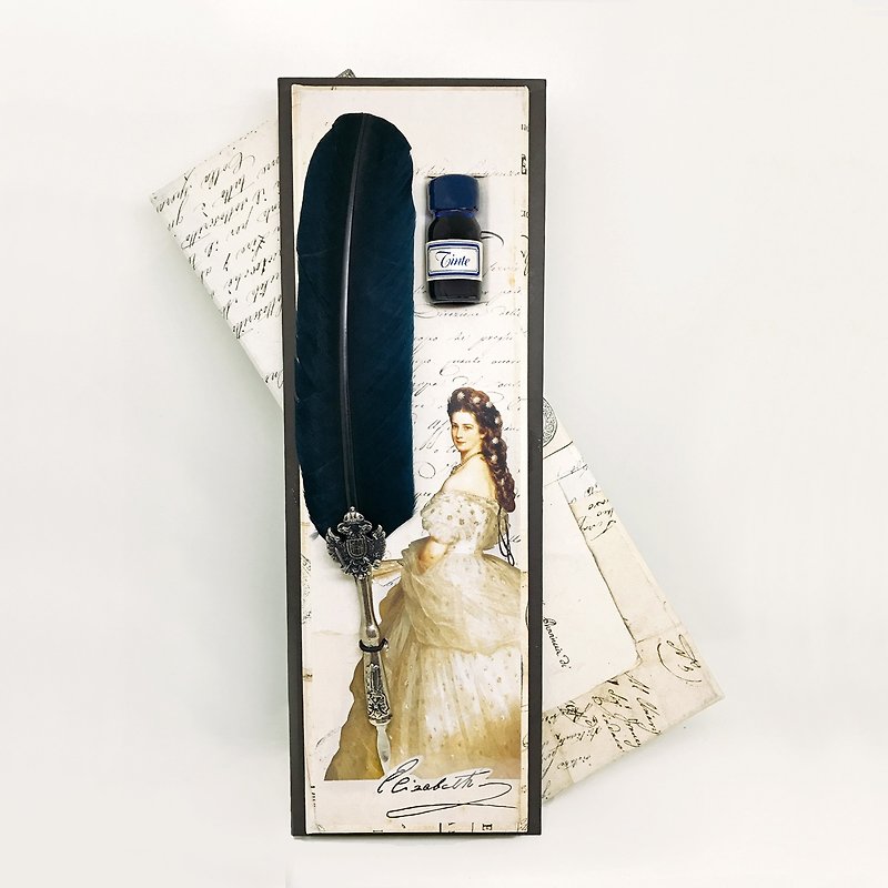 SCH/110 奥地利伊莉莎白女王羽毛金属沾水笔礼盒 - 蘸水笔 - 其他金属 蓝色
